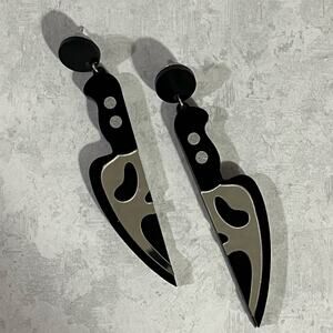 Scream Horror Knife Mirror Acrylic Earrings